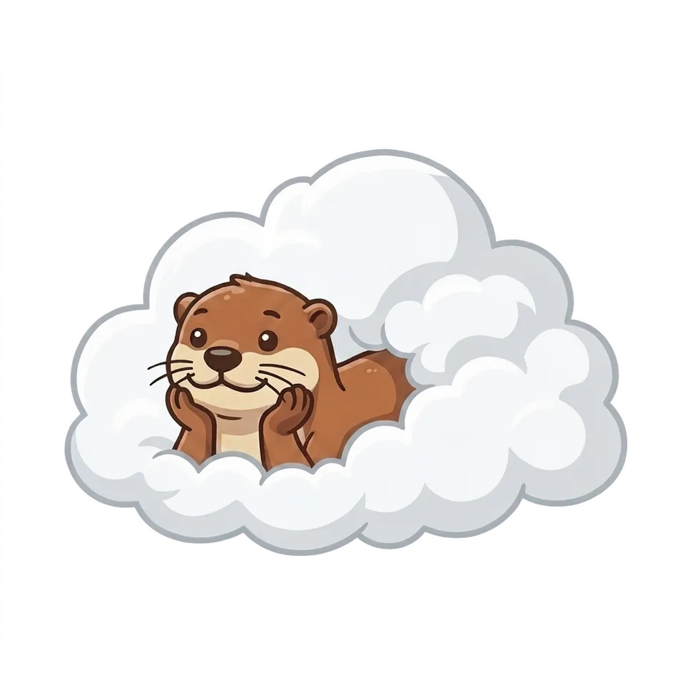 A relaxed Holt Web Co otter peeking out of a cloud