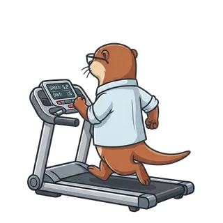 Otter jogging on a treadmill, keeping the site running smoothly